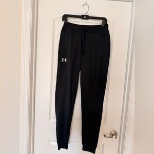 Under Armour Men’s Black Jogger Sweatpants Loose Fit Size M Zip Pockets